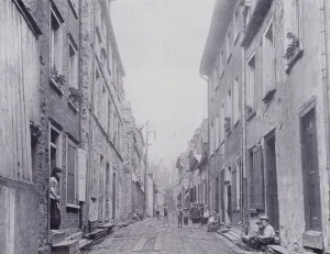 Canada: Little Champlain Street, Quebec (b/w photo) Canada: Little Champlain Street, Quebec (b/w photo)