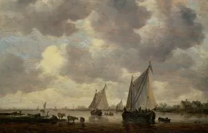 A Canal in Holland, or Two Large Sailing Ships and Cattle Near a River, 1647 (oil on panel) A Canal in Holland, or Two Large Sailing Ships and Cattle Near a River, 1647 (oil on panel)