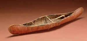 Canoe model, c.1803 (birch bark, wood & porcupine quills)