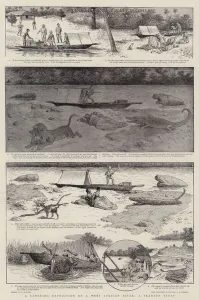 A Canoeing Expedition on a West African River, a Trader's Story (engraving) A Canoeing Expedition on a West African River, a Trader's Story (engraving)