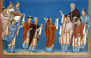 The canons of Saint Martin (Saint Martin) of Tours offering King Charles II called the Bald (823-877) The canons of Saint Martin (Saint Martin) of Tours offering King Charles II called the Bald (823-877)