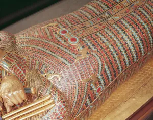 Detail of a canopic coffin from the Tomb of Tutankhamun (c.1370-1352 BC) New Kingdom Detail of a canopic coffin from the Tomb of Tutankhamun (c.1370-1352 BC) New Kingdom