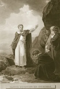Canute reproving his courtiers, engraved by G. Noble, illustration from David Hume' Canute reproving his courtiers, engraved by G. Noble, illustration from David Hume'