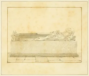 Westbury Gallery: Canynges Tomb as Dean of Westbury in St Mary Redcliffe (pencil & w / c on paper)