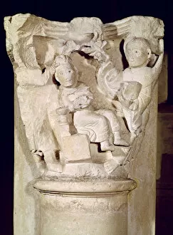 Capital with a relief depicting the Sacrifice of Abraham (stone)