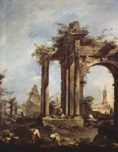 Capriccio with Roman Ruins, a Pyramid and Figures, 1760-70 (oil on canvas) Capriccio with Roman Ruins, a Pyramid and Figures, 1760-70 (oil on canvas)
