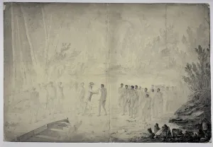 Captain Cook's interview with natives in Adventure Bay, Van Diemen's Land Captain Cook's interview with natives in Adventure Bay, Van Diemen's Land