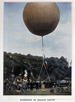 Captive Balloon Ascension - in ' Military Album' - Genie, 1892 Captive Balloon Ascension - in ' Military Album' - Genie, 1892