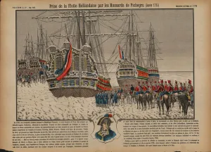 Capture of the Dutch fleet on the frozen Ijsselmeer by French hussars commanded by General Pichegru Capture of the Dutch fleet on the frozen Ijsselmeer by French hussars commanded by General Pichegru