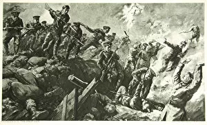 War & Military Scenes: 20th Century Gallery: The Capture of the German trenches at Neuve Chapelle (litho)