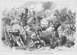 Capture of rebel guns by the cavalry of Roberts brigade, 1857 (engraving) Capture of rebel guns by the cavalry of Roberts brigade, 1857 (engraving)