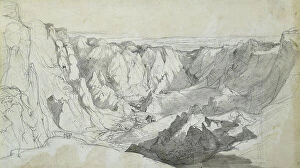 Cornwall and West Devon Mining Landscape Collection: Carclase Tin Mine in Cornwall, c. 1810 (pencil with wash on paper)