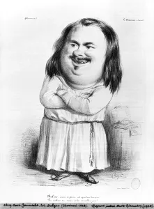 Caricature of Honore de Balzac (1799-1850) illustration from Le Charivari' Caricature of Honore de Balzac (1799-1850) illustration from Le Charivari'