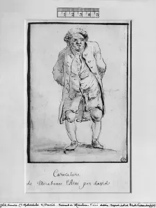 Caricature of Honore Gabriel Riqueti, Comte de Mirabeau (pen & brown ink & grey wash Caricature of Honore Gabriel Riqueti, Comte de Mirabeau (pen & brown ink & grey wash