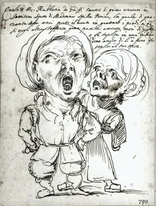 Caricature of Rabbatin de Griffi and his wife Spilla Pomina (pen and ink on paper) (photo Caricature of Rabbatin de Griffi and his wife Spilla Pomina (pen and ink on paper) (photo