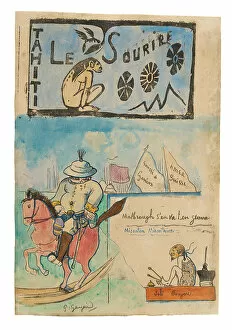 Art Style Gallery: Caricatures of Gauguin and Governor Gallet, with headpiece from Le sourire, 1900 (w/c)