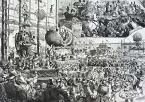 Joke Gallery: The Carnival in Nice, France, Historical, digital reproduction of an original 19th century artwork