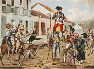 A Carnival Scene (with Medicine lampooned) in Bogota, Colombia, c.1822-28 (watercolour)