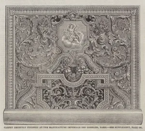 Carpet recently finished at the Manufacture Imperiale des Gobelins, Paris (engraving) Carpet recently finished at the Manufacture Imperiale des Gobelins, Paris (engraving)