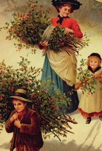 Carrying Home the Christmas Holly, Victorian, (book illustration) Carrying Home the Christmas Holly, Victorian, (book illustration)
