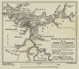 Carte de la region parisienne aux premiers ages prehistoriques (engraving) Carte de la region parisienne aux premiers ages prehistoriques (engraving)