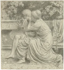 Legs Crossed At Knee Gallery: Cartoon for An Idyll, (pencil and black chalk on paper)