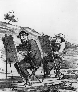 Cartoon lampooning landscape painters, from Charivari magazine, 12 May Cartoon lampooning landscape painters, from Charivari magazine, 12 May