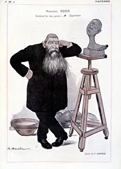 Cartoon by the sculptor Auguste Rodin represented in his workshop in 'Fantasio" Cartoon by the sculptor Auguste Rodin represented in his workshop in 'Fantasio"