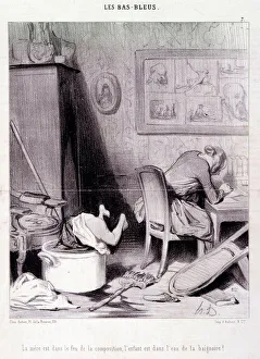 Cartoon about women writers. Serie ' Bas Bleus' Cartoon about women writers. Serie ' Bas Bleus'