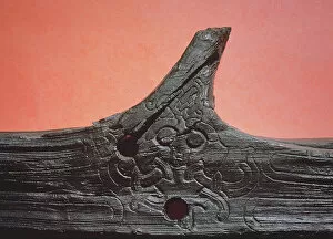 Nordic Gallery: Detail of a carved rowlock, from a ship (wood)
