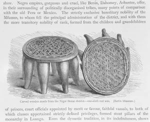 Carved wooden stools from the Niger-Benue district, from The History of Mankind, Vol Carved wooden stools from the Niger-Benue district, from The History of Mankind, Vol