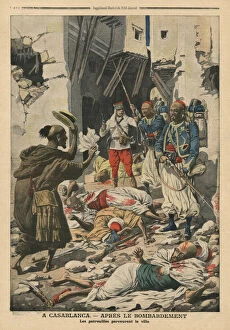 War & Military Scenes: 20th Century Gallery: Casablanca after the bombing, illustration from Le Petit Journal, supplement illustre