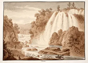 Cascade at Tivoli, 1833 (etching with brown wash) Cascade at Tivoli, 1833 (etching with brown wash)
