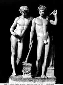 Castor and Pollux or Orestes and Pylades, group from San Ildefonso (marble) (b/w photo)