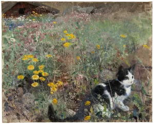 Cat on a flowery meadow, 1887 (oil on canvas) Cat on a flowery meadow, 1887 (oil on canvas)
