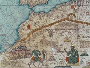 Maps Collection: Detail from the Catalan Atlas, 1375 (vellum) (detail of 151844)