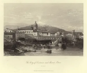 Catania and Mount Etna, Sicily, Italy (engraving) Catania and Mount Etna, Sicily, Italy (engraving)