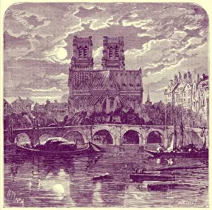 Cathedral of Notre Dame, illustration from French Pictures by Samuel Green, published 1878 (digitally enhanced image)