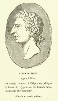 Cato the Younger, Roman politician and adversary of Julius Caesar (engraving)