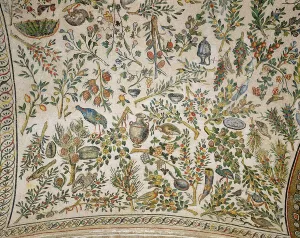 Ceiling decoration with flowers and birds (mosaic) Ceiling decoration with flowers and birds (mosaic)