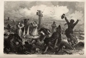 Celebration of the fete des morts in Cuzco, drawing by Riou Celebration of the fete des morts in Cuzco, drawing by Riou