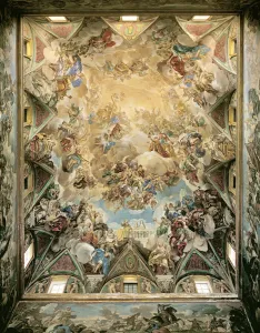 The Celestial Glory and the Triumph of the Habsburgs, from the ceiling above the grand The Celestial Glory and the Triumph of the Habsburgs, from the ceiling above the grand