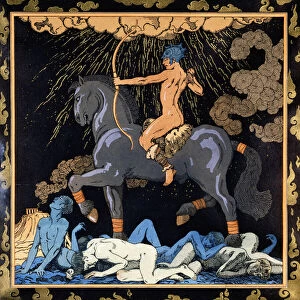 Celui qui Monte le Cheval Noir, c.1917-1920 (pochoir)