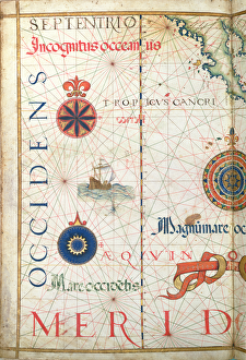 Central America and the Pacific, detail from a world atlas, 1565 (vellum) Central America and the Pacific, detail from a world atlas, 1565 (vellum)