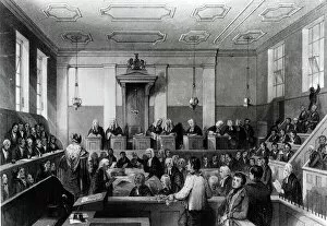 Central Criminal Court, The Old Bailey, engraved by H. Melville (engraving) (b/w photo)
