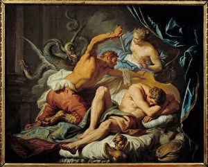 Ceres protecting Triptoleme from King Lyncus The king of Thrace Lyncus tries to kill Triptoleme