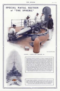 Charging a torpedo with compressed air (colour litho) Charging a torpedo with compressed air (colour litho)