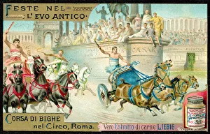 Chariot race in the Circus, Rome (chromolitho) Chariot race in the Circus, Rome (chromolitho)