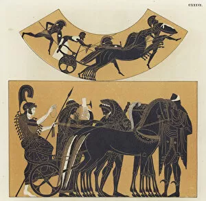 Chariot scenes from Ancient Greece (colour litho)