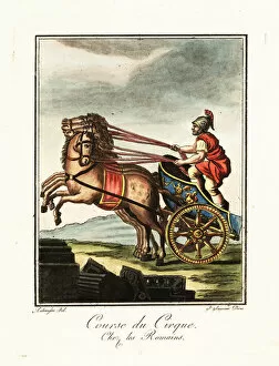 Chauffeuress Gallery: Charioteer racing at the circus, ancient Rome. 1796 (engraving)